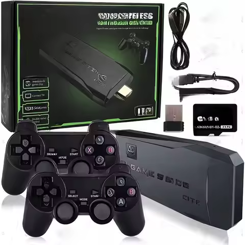 M8 Retro HD 4K TV Video Game Stick With 20000 Preloaded Games And Two Wireless Controllers For Kids 