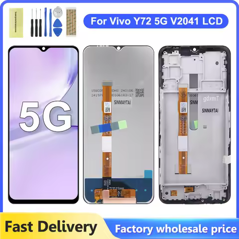 High Quality Display for Vivo Y72 5G Lcd Display Touch Screen Digitizer Assembly with Frame for Vivo