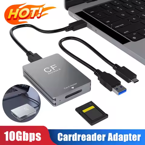 CFexpress Type A Card Reader with USB C To USB C/USB A Cable Portable CF Express Reader Support Andr