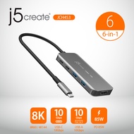 j5create JCH453 6-in-1 USB4 8K60 Slim Hub with 8K60/4K144 HDMI, PD 85W, USB-A, USB-C | For with Macb