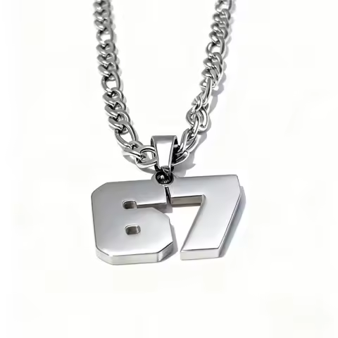 Minimalist Stainless Steel Chain 67 Number Pendant Necklace for Women Men Lucky Number Trend Chain P