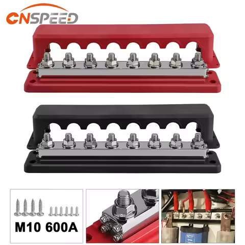 M10 Car Terminal Block Negative Bus 24V 600A Terminal Block 3/8" Power Distribution Block M10 Termia