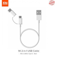 Original Mi 2 in 1 USB Cable Micro USB To Type C ( 30cm )