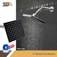 VAGO 4" INCHES SQUARE SHOWER SET with SHOWER ARM B4004 Rainfall Shower Head Faucet Set With Shower A