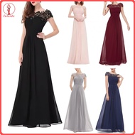 fulaide Womens Lace Bridesmaid Dress Cap Sleeve Ruched Round Neck Chiffon Formal Evening Gown A-Line