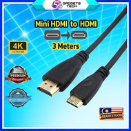 5S Mini HDMI Male to HDMI Male 1.4v 4K 1080p Resolution 3D and Audio 3 Meters