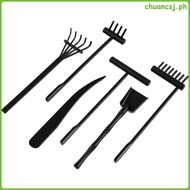 6 Pcs Home Decor Sandbox Miniature Zen Garden Rakes Accessories for 15.5X5.5X0.8CM Black