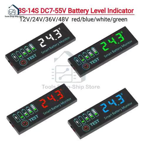 3S-14S DC7-55V Battery Level Indicator 12V 24V 36V 48V 18650 Lipo Lithium Battery Capacity Board Vol