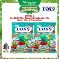 (Combo of 2) Fox's Mint Blossom Oval Candy 125g BARLEY MINT & CHERRY MINT - Sweet and Cool