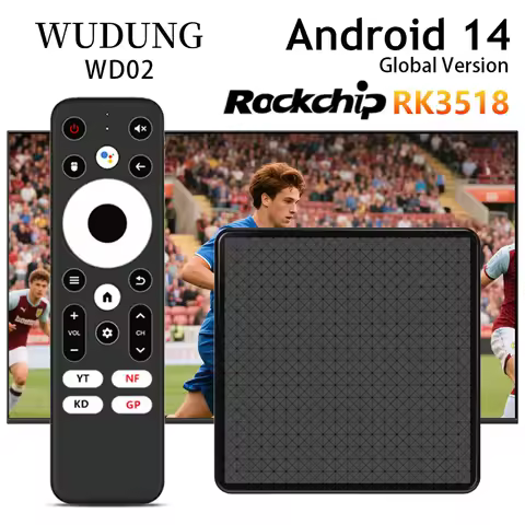 WUDUNG WD02 Android 14 TV BOX Rockchip RK3518 4K USB3.0 4K WIFI6 2G16G Set Top Box Media Player Andr