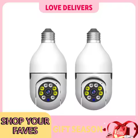 2PCS Ease Life APP-Light Bulb Security Cameras Indoor Outdoor Wireless WiFi Camera 2.4GHz, 360 Degre