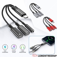 LEMONTREE9GP Type-C Audio Adapter, 3.5mm Audio Jack 3 In 1 Headphone Charger Adapter, OTG Dual Type-