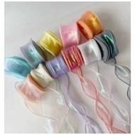 FLOWER Ribbon Fishtail Ribbon Glossy hologram Ribbon / Korean Ribbon / Organza Ribbon / Bouquet Ribb