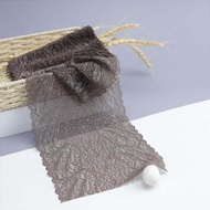 FEIZHUXIANSEN | Vải MESH Co Dãn Có Viền Ren Màu Nâu Café Rộng 16cm