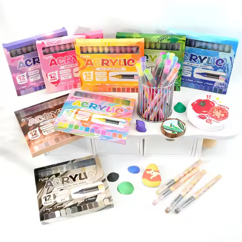 12 Color Acrylic Paint Marker Marker Pens Drawing Skin Tone Series Set Fine Tip Marker long nib mark