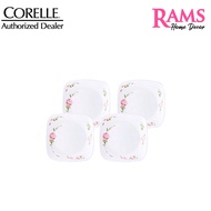 Corelle 4 Pcs Vitrelle Tempered Glass Square Round Bread &amp; Butter Plate / Dessert Plate / Pinggan Kuih Kaca-Country Rose