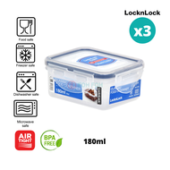 [SG Stock] [Bundle of 3] LocknLock PP Microwave Airtight Stackable Classic Food Container Rectangle 180ML