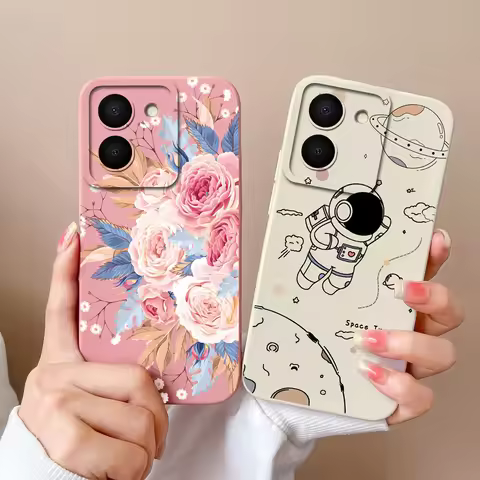 For Vivo Y36 4G 5G Case Cover Astronaut Soft Liquid Silicone Funda Upgrade Lens Protection Back Cove