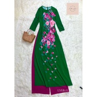 E10-6D FLOWER PRINTED Ao Dai ROUND NECK /READY MADE Ao Dai/LYNKA88 Ao Dai