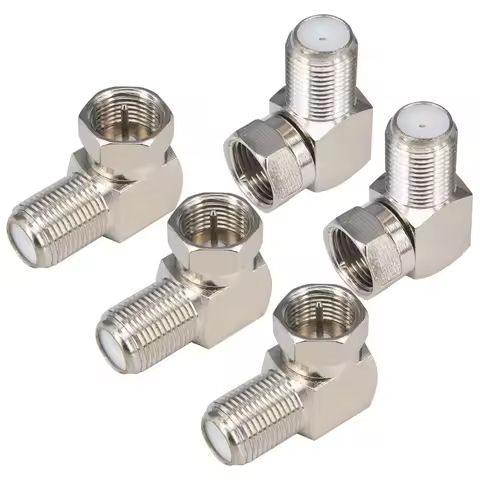 5pcs Type F 90 Degree Antenna Adapter Coaxial Connector RG6 Right Angle F Type Coax Adapter F Male t