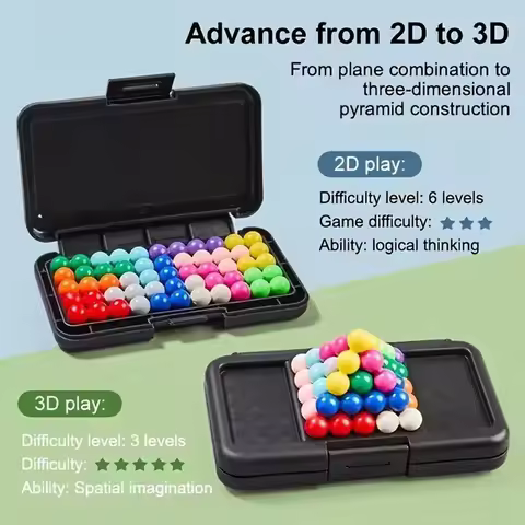 3D Challenges IQ Puzzle Board Game Classic Pyramid Plate Pearl Logical Mind For Children Pyramid Bea