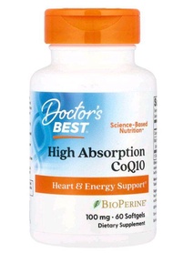 Doctors Best High Absorption Co Q10 with BioPerine 100 mg ไบรโอ พีไล คิวเท็น. CoQ10 สูตรดูดซึมสูง ช่