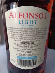 1BOX of 12 x 1Liter Alfonso I Light Brandy