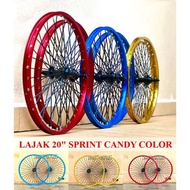 BARU BARUl 20" RIM Aloi Warna CANDY Set Roda Motor (SEPASANG) Rim Basikal Budak BMX LAJAK