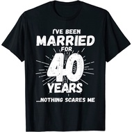 Couples Married 40 Years - Funny 40th Wedding Anniversary T-Shirt Normal Summer Shirts Dominant Cott
