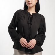 Wearstatuquo Laura Blouse with Ruffles and Gathers - Black
