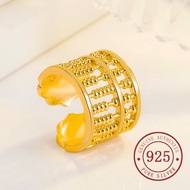 S925 Silver Gold Vintage Lucky Fortune Abacus Open Ring