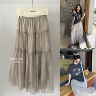 Ngocanh6959 Hey Bella CV329 Long gray silk skirt, luxurious lady style N999 NEW