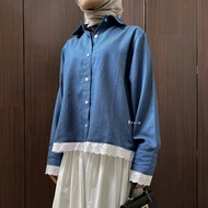 KEMEJA Byvia - Blair Denim Shirt Lace Denim/ Oversized Denim/ Women's Denim Shirt/ Jeans Shirt/ Jean
