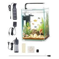 Smart Self Cleaning 5 Gallon Glass Fish Tank Aquarium Three Color Light Display Best Value