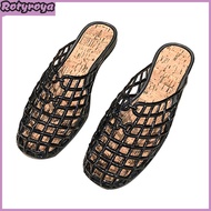 Womens Hollow-out Slippers Breathable Flat Beach Slippers Closed Toe Summer Slippers for Home Street