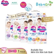 *** Bundle Set of 4 ***  Original KAO Merries Super Premium Tape Diaper ( NB,S,M,L,XL ) Made in Japa
