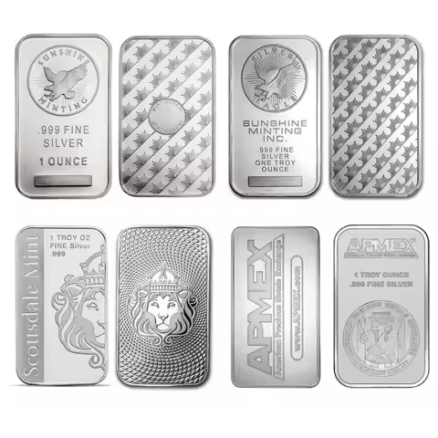 Fine Troy Ounce Silver Plated Bullion Bar Replica APMEX Sunshine Scottsdale Mint Collectible Coin Ba
