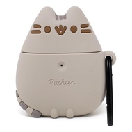 iFace x Pusheen Cute Silicone Protective Cover Designed for AirPods 1/2 Case [Carabiner Clip Include