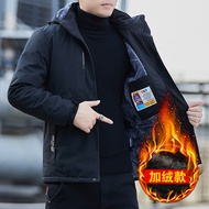 Jaket lelaki tebal tambah bulu musim luruh dan musim sejuk 2024 jaket lelaki kot luar jaket lapang b