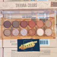 Bảng phấn mắt có nhũ Sivanna Colors Sugar Bean Palette HF1013 - Màu mắt 12 ô có nhũ thái lan Sivanna