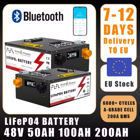 48V 50Ah 100Ah 200AH LiFePO4 Battery Pack 16S 51.2V Built-in Bluetooth BMS For Golf Cart Solar RV Ho