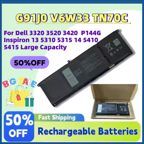 Upgrade New G91J0 V6W33 TN70C Laptop Battery for Dell 3320 3520 3420 P144G Inspiron 13 5310 5315 14