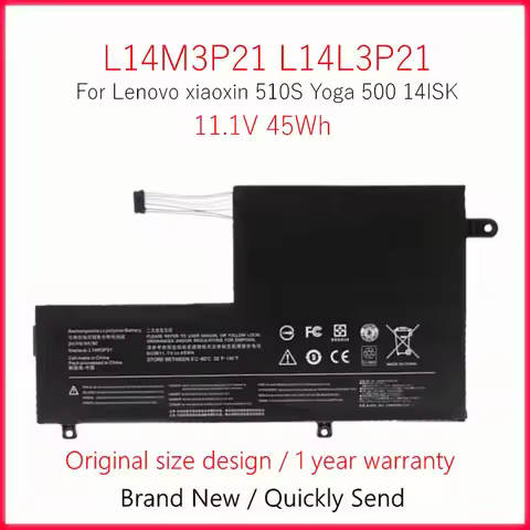 Laptop Battery For Lenovo Yoga 500 14ISK 500-14IBD Edge 2-1580 FLEX 3-1570 for xiaoxin 510S L14M3P21