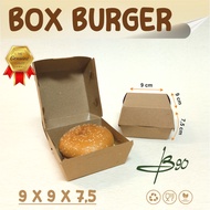 Burger Box Size (9x9x7.5 cm) Kraft Bread, Cake, Snack, Food Burger Box/ Burger Packaging/