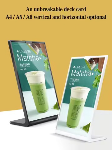 Acrylic Panel Menu Display Stand A4L-Shaped Vertical Table Card Table Brand High-End Plastic Wine Ca