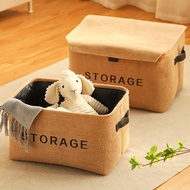Cotton and linen fabric storage box Desktop Storage Box Clothing and bedding storage basket