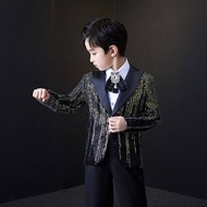 Festive Wear Suit For Kid Original 2025 Stylish Slim Design Gradient Sequin DJ Jacket Singer Shiny B