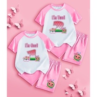 C0C0mel0n Birthday Month Cute Design Pink Terno For Kids - Girls Fashion