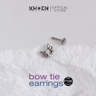 (1 Piece) Plain Bow Earrings - Titanium F136 - Earrings store