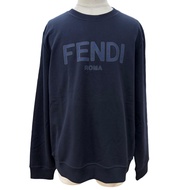 สภาพดีเยี่ยม▼เฟนดี้ FENDI ปี 2024 รุ่น FY0178 ผ้าคอตตอน 100% สกรีนโลโก้ เสื้อสเวตเตอร์ คอกลม สีน้ำเง